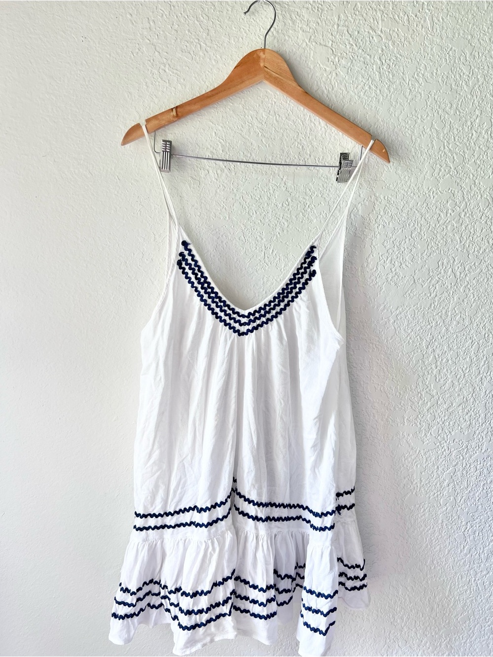 9 Seed St. Tropez White Navy Ric-Rac Cover Up Dress